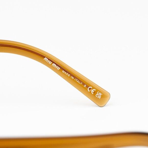 NEW Miu Miu MU10ZS 15T0B7 Caramel Trasparent Yelllow Square Unisex Sunglasses - Picture 10 of 12